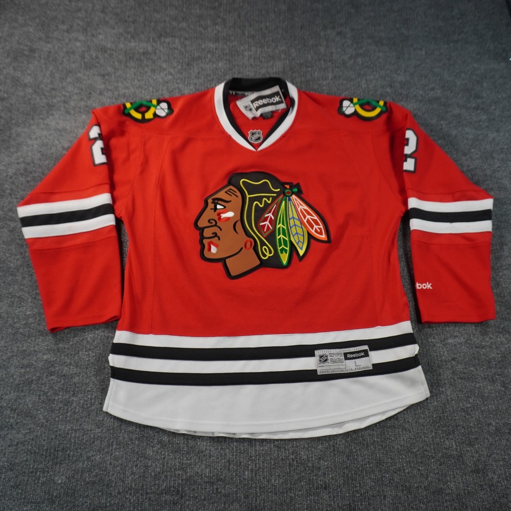 Reebok Chicago Blackhawks Duncan Keith Jersey Mens Large Red Embroidered Logo